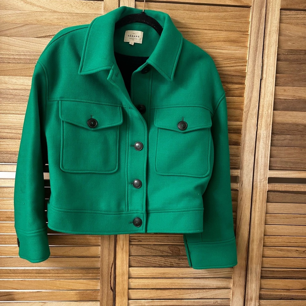 Sezane Erwann Jacket in Green Size S - Picture 1 of 10